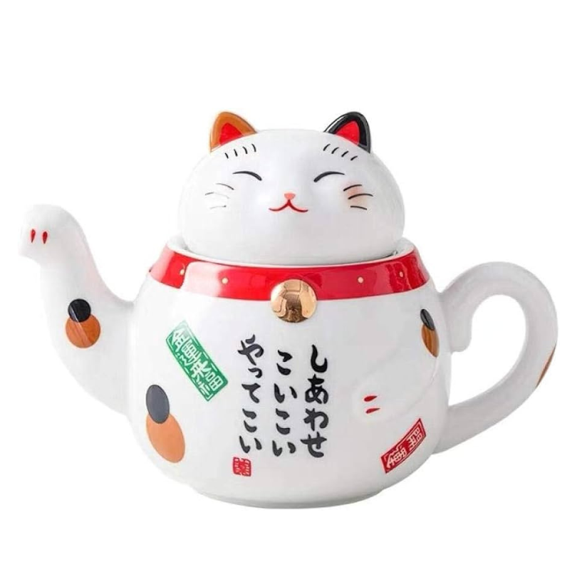 Tetera Gato Maneki-neko + 2 Tazas